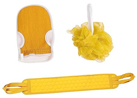 MERRYHAPY 3pcs Long Back Bath Towel and Decontamination Bath Ball Set for Men and Women Exfoliating Shower Kit Suitable for