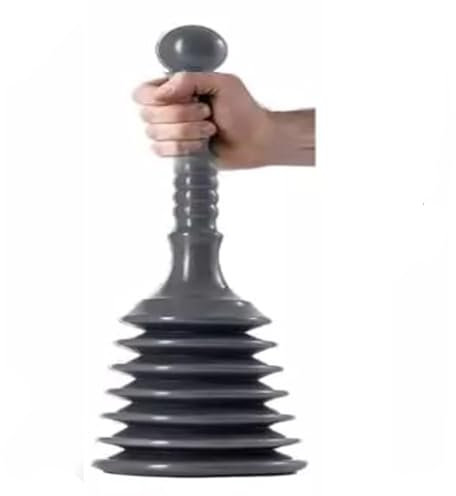 MAXPERKX Heavy Duty Powerful Bath Toilet Plunger Unblocker Air Pump Rubber Sink Blaster Drain Blockage Remover Bathroom Kitchen Showers Tool Household Unblock Pipeline Cleaner Vacuum Cleaning (Grey)