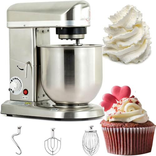 Batteur sur socle de qualité commerciale de 10 L avec 3 vitesses, batteur électrique de 500 W, bol de mélange, batteur et crochet pétrisseur - Idéal for les boulangeries professionnelles et les cuisin