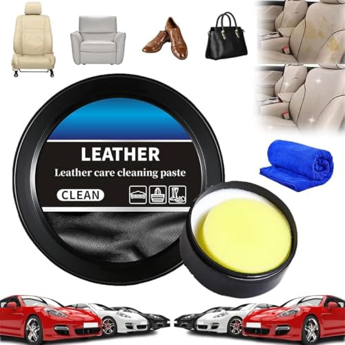 Reinigungs- und Pflegecreme & Reinigungspaste für Lederpflege,Automotive Interior Leather Cleaning Cream, Multifunktionale Lederreinigungscreme für Möbel,Autoinnenraum Lederreinigungscreme (1, 1pcs)