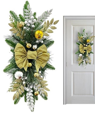 Weihnachtsswag – Weihnachtsgirlande für Treppen | Weihnachts-Swag-Dekoration | Beleuchtet Weihnachts-Treppen-Swag | Künstliche Swag- -Weihnachtsgirlande für Treppenhaus-Haustür-Wand-Fenster-