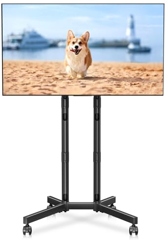 XINLEI Mobile TV con Ruote, Carrello TV da Pavimento per Schermi Piatti/Curvi 32-75 Pollici, Altezza Regolabile, Portata Max 40kg, VESA Max 600x400 mm