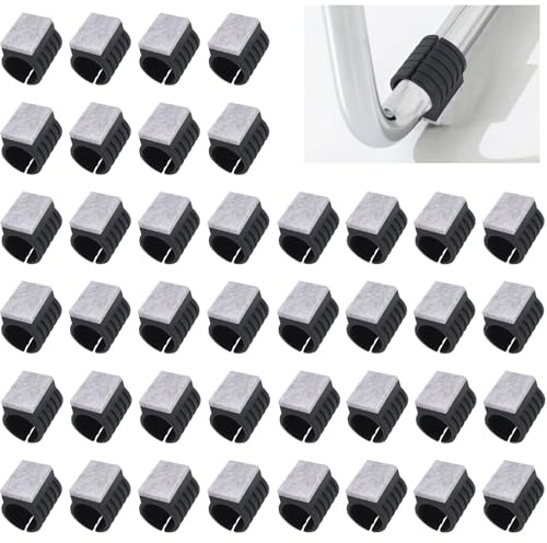 UFURMATE 40 cuscinetti per sedie con piolo di posizionamento, protezioni in plastica per gambe delle sedie con feltro, 16 mm, antiscivolo, per gambe a slitta rotonda (nero)