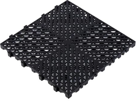 Modulare Ineinandergreifende Bodenfliesen, Strapazierfähige PVC-Garagenbodenmatten, Spleiß-Drainagematten, Gummimatten, Entwässerung Von Autowaschanlagen, Balkon- Und Terrassendeckböden(Black,40x40x2.