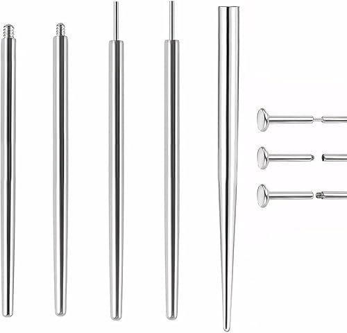 XFSRG 5 Stück Edelstahl Piercing Taper Set Dehnstäbe Dehnstifte Strecken Werkzeug Lippen Ohr Schmuck Zubehör