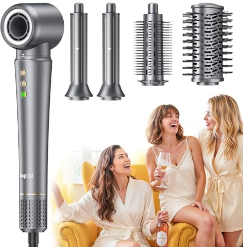 5 in 1 Air Styler - Cepillo Secador de Pelo, Secador Ionico Alta Velocidad 160000 RPM, con 32mm Auto Rizadores, Secado Rápido 1 Minuto, Voluminizador, Cepillo Redondo, para Regalos Mujer