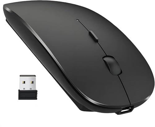 OOYES Wireless Mouse - 2.4G Slim Portable with USB Nano Receiver, Silent Optical Scroll Mouse for PC, Mac, Laptop (Black)