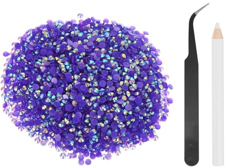 sourcing map 4000 diamantes de imitación de resina con parte trasera plana, SS16 de 4 mm, gemas de brillo redondas a granel con herramientas de recogida para manualidades, vasos, tazas, ropa, color