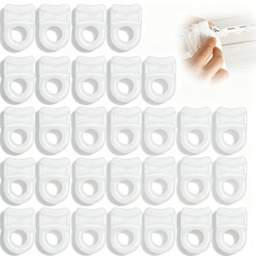 XIYING Curtain Track Gliders, 30 Pcs Curtain Rail Gliders Track Hooks for Old Tracks for Campervan Caravan, Window Door Curtains