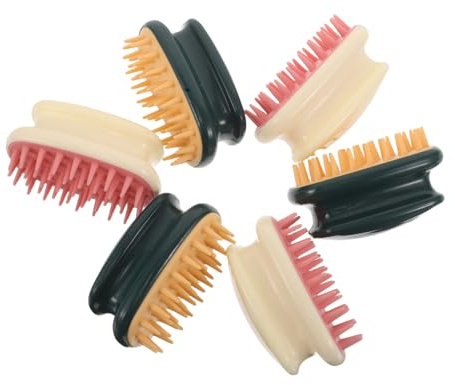 PLAFOPE 6 Piezas Cepillo Masajeador de Cabelludo con Dientes Anchos Cepillo Champú Tpr Suave Masaje Relajante Exfoliador Anticaspa Desmontable para Cabello Seco y Mojado Hombres y Mujeres