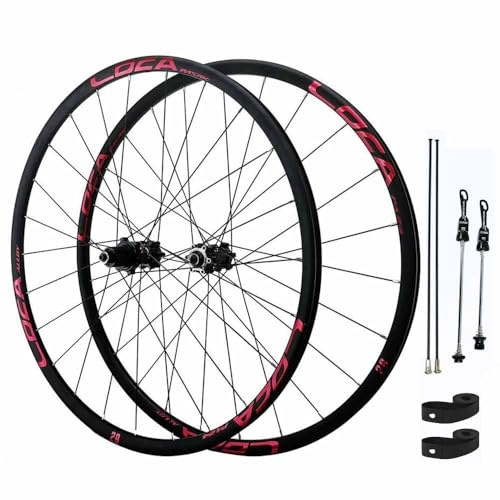 Juego De Ruedas De Bicicleta De Montaña 26 27,5 29 Pulgadas Ruedas Traseras Y Delanteras con Freno De Disco, Llanta De Doble Capa, 9 * 100/10 * 135mm QR, MS 12 Velocidades(Black Red,29-MS)