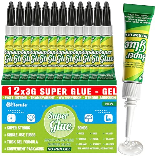 Viomis Super Glue Gel, Clear Glue, 3 Gram (Pack of 12) | All Purpose and Fast Setting for Projects and Repairs