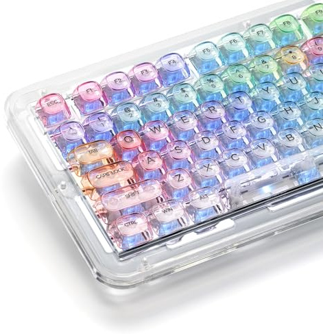 OHY XVX Macaron Balloon Pastel Gradient Transparent Keycaps, MOA Profile 125 Keys PC Shine-Through Keycaps for MX Mechanical Keyboards