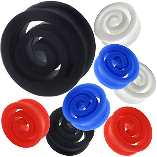 (4 paia) 6g 4mm 4g 5mm 2g 6mm 0g 8mm 00g 10mm 26mm silicone Flesh Tunnel tappi per le orecchie