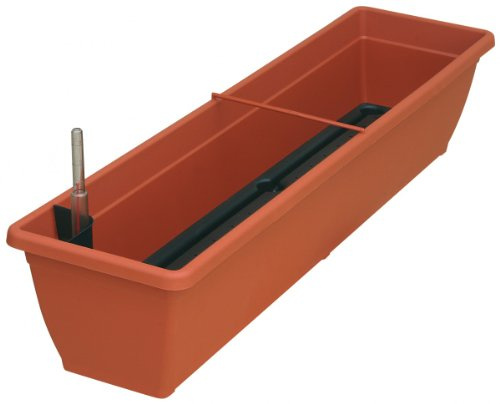 Blumenkasten AQUA TOSCANA aus Kunststoff incl. Bewässerung und Wasserstandanzeiger, Farbe:terracotta;Länge:60 cm
