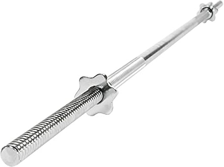Sunny Health & Fitness 60 Inch Threaded Chrome Barbell Bar, 1 Inch Barbell Diameter with Ring Collars - STBB-60