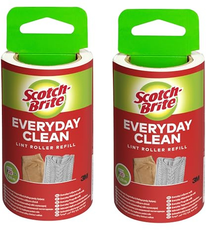 Scotch-Brite Ersatzrolle, 2er Pack à 30 Blatt, Nachfüllrolle für den Scotch-Brite Everyday Clean Fusselroller - Ideal für Kleidung, Hosen, Möbel und mehr