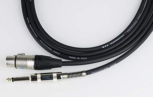 MPE Cavo bilanciato microfono assemblato con 1 XLR cannon femmina e 1 jack mono D. 6,3mm MOD M520 (20 MT)