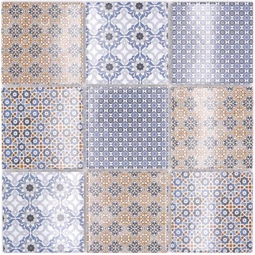 Mosaik Quadrat Classico mix Keramik, Mattengröße: 298x298 = 0,09 qm, Steingröße: 97x97x6 mm | 10 Mosaikmatten