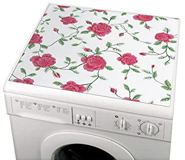 Maximex Waschmaschinen-Auflage Rosen - Sichere Ablage ohne Klappern und Rutschen, Kunststoff, 55 x 0.5 x 49 cm, Mehrfarbig