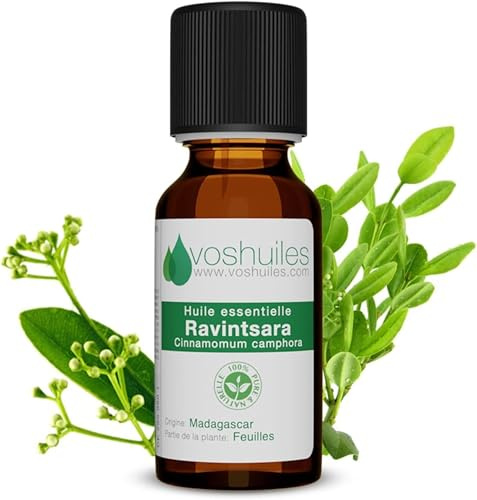 Voshuiles - Huile Essentielle Ravintsara - 125ml - 100% Pure et Naturelle - HEBBD - Utilisation en Massage dans Huile Végétale - Parfum Très Aromatique - Traçabilité et Qualité - Entreprise Française