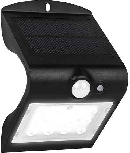 Luceco LEXS30B30-01 Applique Murale Solaire LED IP44 avec Détecteur de Mouvement Acier Noir 15,2 x 9,6 x 8,3