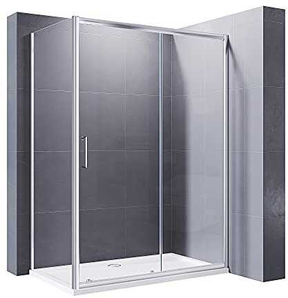 ELEGANT 1200 x 700 mm Sliding Shower Enclosure 8mm Easy Clean Glass Shower Cubicle Door with Side Panel