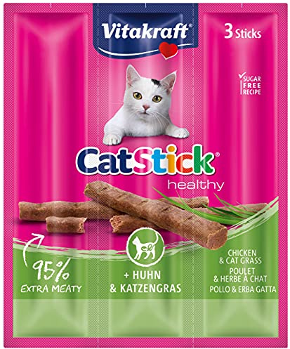 Vitakraft Stick Mini Leckerli Huhn/Katzenminze, 3-teilig – 10 Stück