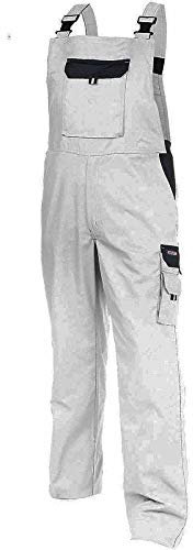DASSY® Calais Zweifarbige Arbeitslatzhose - Größe 46 - WEIß/ZEMENTGRAU