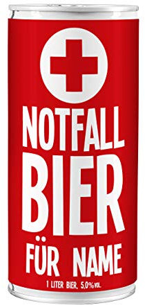 Lustapotheke® Personalisierte Bierdose zum Geburtstag - Notfallbier - mit Namen des Geburtstagskindes ein super Männergeschenk
