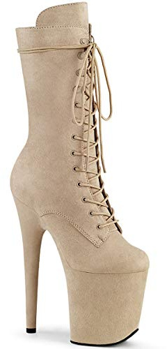 Ankelkängor Flamingo-1050FS, extremt höga klackar, ankelstövlar från Pleaser, Beige, 42 EU