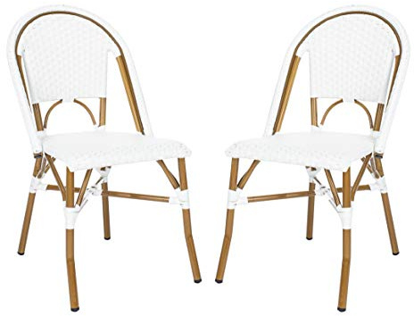 Safavieh Home Collection Hooper Indoor-Outdoor Stacking Side Chairs | Black & White | Set of 2