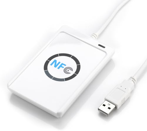 PUSOKEI Lector NFC, Lector de RFID y Escritor ACR122U ISO 14443A / B + Software Gratuito, Lector de Tarjetas Inteligentes NFC RFID