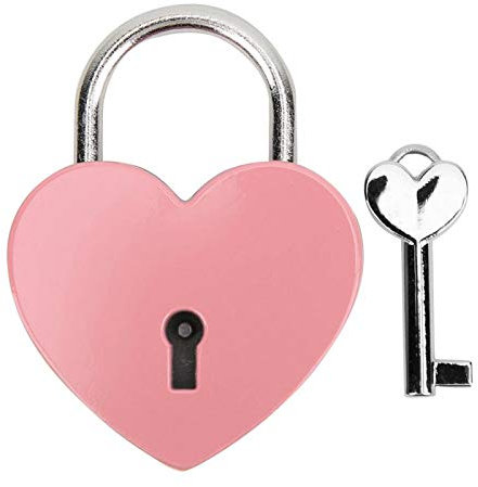 Lucchetto, lucchetto in metallo a forma di cuore con chiave, lucchetto in metallo per portagioie con libro diario per bagagli(rosa)