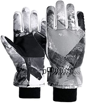 Century Star Kids Snow Gloves Warm Waterproof Winter Gloves Ski for Girls Boys Black 8-14 Years
