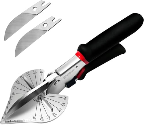 Wonglea Multi-Angle Miter Shears for Angular Cutting Molding Crafting,Quarter Round Cutting Tool,Shoe Molding Cutter Tool Scissors, Adjustable 45-135 Degree Molding Trim Cutter Snips for Wood,PVC