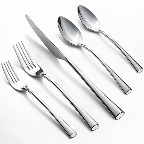 Alata Bailey 20-Piece Forged Silverware Set Stainless Steel Flatware Set,Service for 4,Mirror Polished Cutlery Set,Dishwasher Safe…