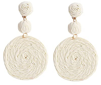 Ohrringe für Frauen Handgemacht Raffia Boho-Stil RetroGeometrische Ohrringe Creolen Für Damen Mädchen Birthday Valentines Day Gift