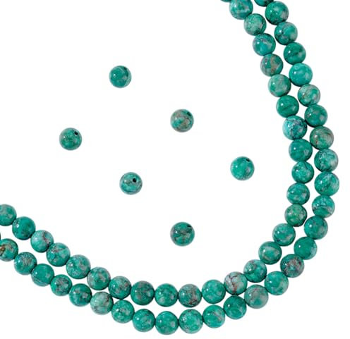 NBEADS ca. 124 Stück natürliche afrikanische türkisfarbene Perlen Stränge, 6mm natürliche türkisfarbene Perlen gefärbt Jaspis Edelstein Steinperlen lose Spacer perlen für Ohrringe Schmuckherstellung