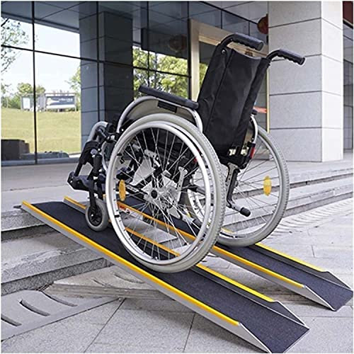 CAZARU Rollstuhlrampen, Mobilitätsschwellenrampe für Stufen, Treppen, Türen, Roller, tragbare, leichte, rutschfeste Aluminiumrampe (Size : 100cm(3ft))