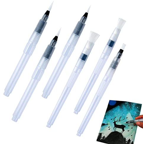 Firulab Brosse à Eau | pinceaux pour Peinture à l'eau | Lot 6 pinceaux à Aquarelle Polyvalents, marqueu Peinture à Lettrage pour débutants