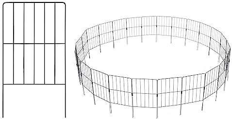 TANGZON Garden Fence, Rustproof Metal Wire Fencing Panel Border with 360° Rotatable Connectors, Decorative Animal Barrier Landscape Flower Edging (25 Pack, Total 27ft x 24in)