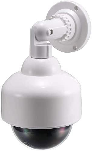 XYWHPGV Fausse caméra de sécurité CCTV dôme factice avec voyant d'avertissement clignotant à LED rouge, autocollant pour la maison, extérieur, intérieur, blanc(05f78 9376f 2e62d c88c0 69a1a 9099f