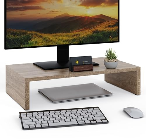 ComfortCove Supporto per monitor, supporto per monitor per computer a 1 livelli, supporto per laptop, supporto per computer, supporto per stampante con ripiano, ideale per il tuo ufficio a casa Sonoma