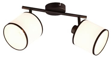 meineWunschleuchte Wand- & Deckenstrahler 2-flammig mit Stoffschirmen in Schwarz/Weiß, Breite 35cm