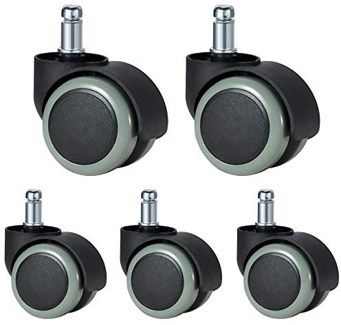 Plate Casters 5 Pcs,Furniture Casters,Large Office Chair Casters,Silent Replacement Wheels,Crib Casters,360° Rotation,Load 300KG (Circlip)