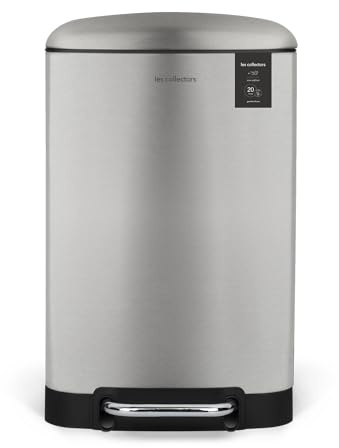Les Collectors Mülleimer N°512, 20 L, passend für 20–50-Liter-Säcke, Küchen-Tretabfalleimer Edelstahl, Fassungsvermögen, herausnehmbarer Inneneimer, elegantes Design, Silber