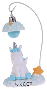 Yardenfun Blaues Einhorn Nachtlicht aus Harz Kleine Kinder Schreibtischlampe mit Wolkenmotiv Nachtlicht und Dekoration für Mädchenzimmer und Kinderzimmer