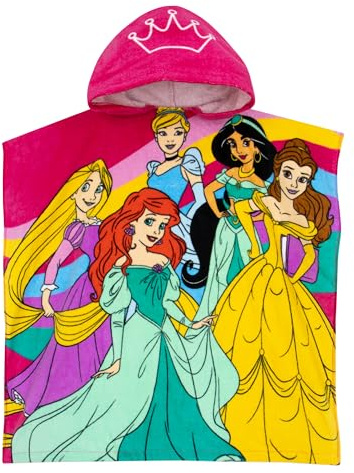 Disney Handtuch | Prinzessin Poncho Handtuch Kinder | Arielle Badehandtuch Mädchen | Rosa Einheitsgröße