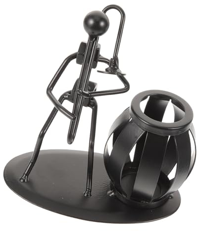 Tofficu Creative Desk Organizer Portable Iron Pen Holder Lightweight Trombone Shaped Metal Pencil Container Suitable for Office and Living Room Use
